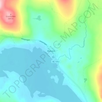 Topografisk kort Risbäck, højde, terræn