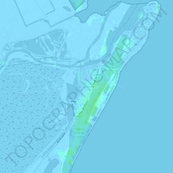Topografisk kort Lido di Volano, højde, terræn