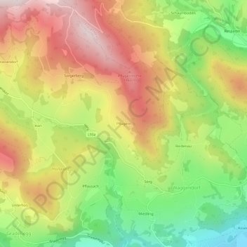 Topografisk kort Pflugern, højde, terræn