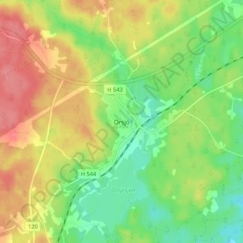 Topografisk kort Örsjö, højde, terræn