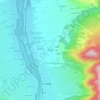 Topografisk kort Unterluß, højde, terræn