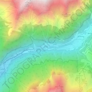 Topografisk kort Dossi, højde, terræn