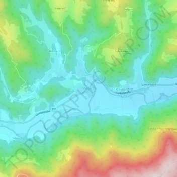 Topografisk kort Mellach, højde, terræn