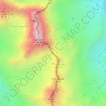 Topografisk kort Zahnjoch, højde, terræn