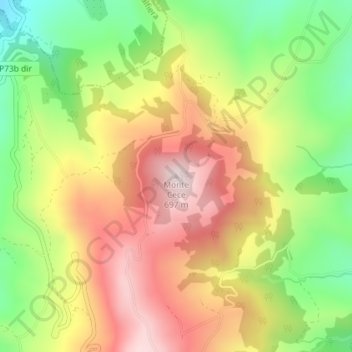 Topografisk kort Monte Cece, højde, terræn