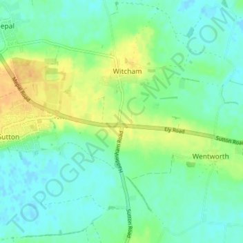 Topografisk kort Witcham Toll, højde, terræn