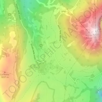 Topografisk kort Le Viote, højde, terræn