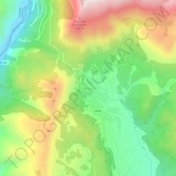 Topografisk kort Licusati, højde, terræn