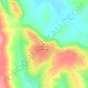 Topografisk kort Sierra de los Padres, højde, terræn