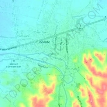 Topografisk kort Ardirejo, højde, terræn