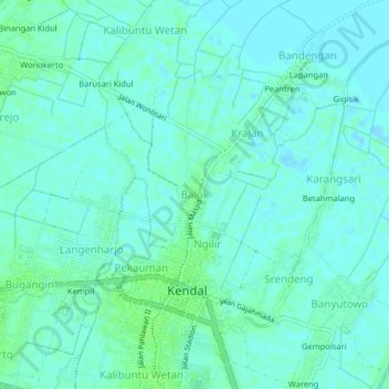 Topografisk kort Balok, højde, terræn