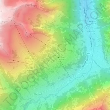 Topografisk kort Empächli, højde, terræn