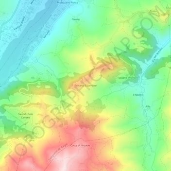 Topografisk kort Faviano Superiore, højde, terræn