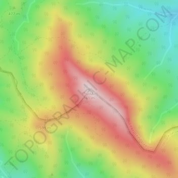 Topografisk kort Пшада, højde, terræn