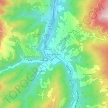 Topografisk kort Fonte del Campo, højde, terræn