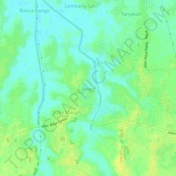 Topografisk kort Rajeg, højde, terræn