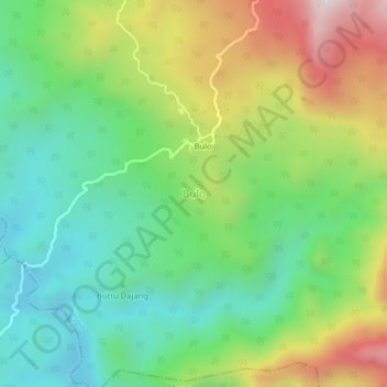 Topografisk kort Bulo, højde, terræn