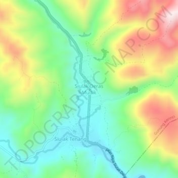 Topografisk kort Siulak Deras Mudik, højde, terræn