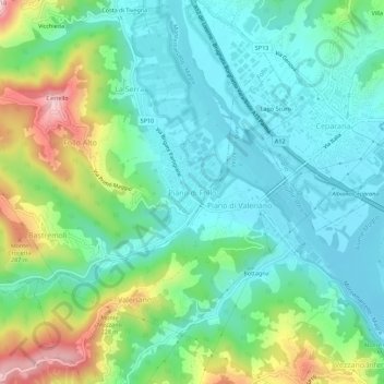 Topografisk kort Piano di Follo, højde, terræn