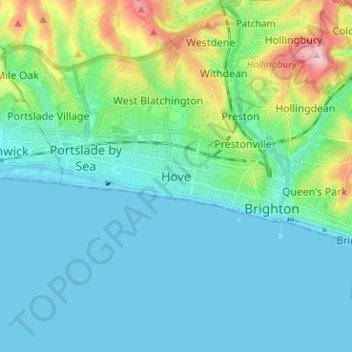 Topografisk kort Hove, højde, terræn