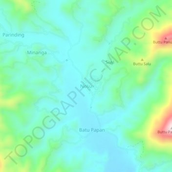 Topografisk kort Nosu, højde, terræn