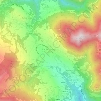 Topografisk kort San Fedele Intelvi, højde, terræn