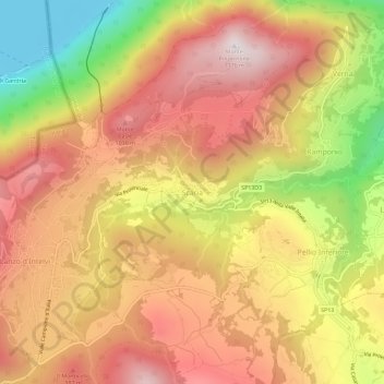 Topografisk kort Scaria, højde, terræn
