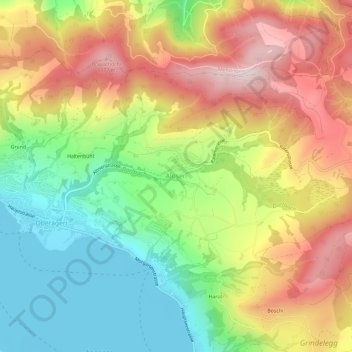 Topografisk kort Alosen, højde, terræn