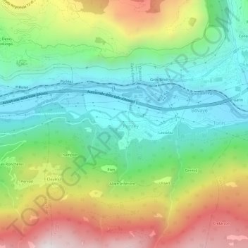 Topografisk kort Prelaz, højde, terræn