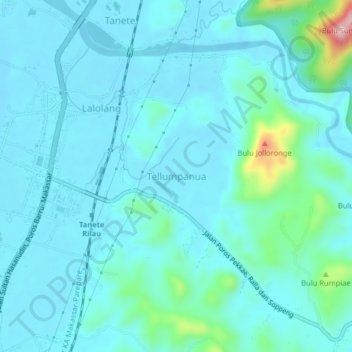 Topografisk kort Tellumpanua, højde, terræn