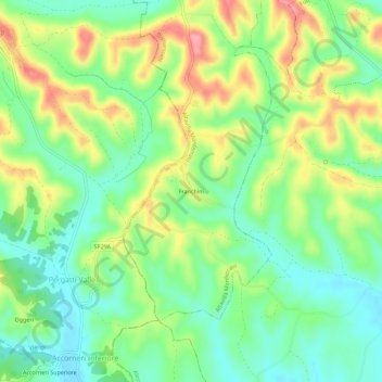 Topografisk kort Franchini, højde, terræn
