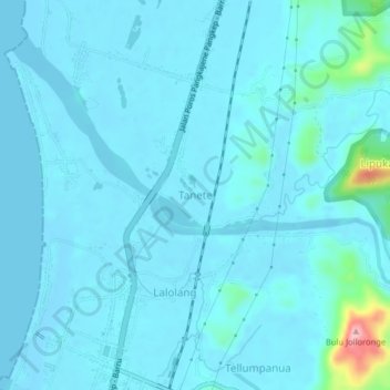 Topografisk kort Tanete, højde, terræn