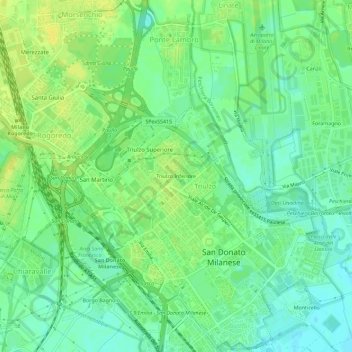 Topografisk kort Triulzo Inferiore, højde, terræn