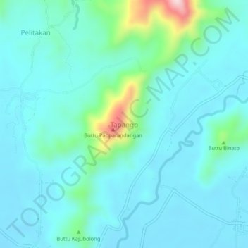 Topografisk kort Tapango, højde, terræn