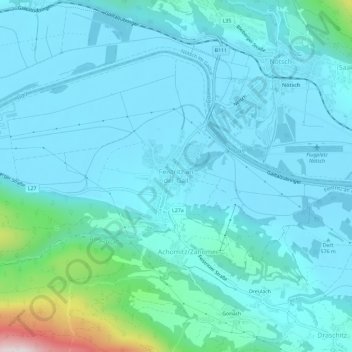 Topografisk kort Feistritz an der Gail, højde, terræn