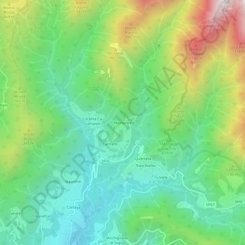 Topografisk kort Monterole, højde, terræn