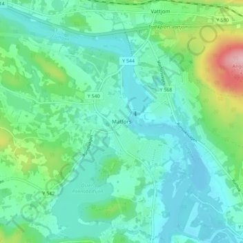 Topografisk kort Matfors, højde, terræn