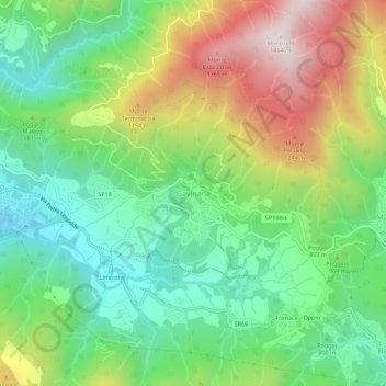 Topografisk kort Gavinana, højde, terræn