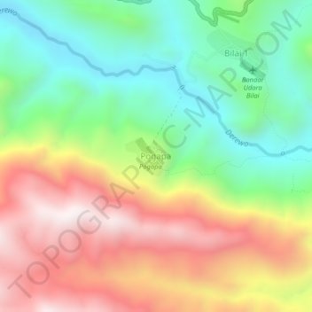 Topografisk kort Pogapa, højde, terræn