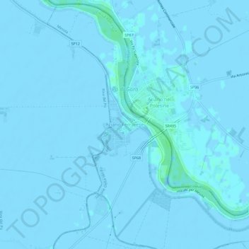 Topografisk kort Ariano Ferrarese, højde, terræn