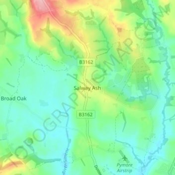 Topografisk kort Salway Ash, højde, terræn