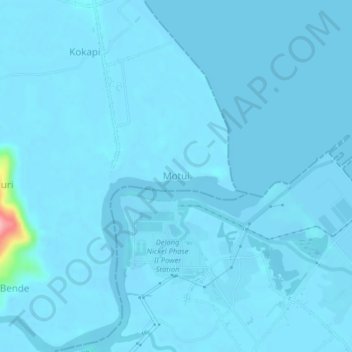 Topografisk kort Motui, højde, terræn