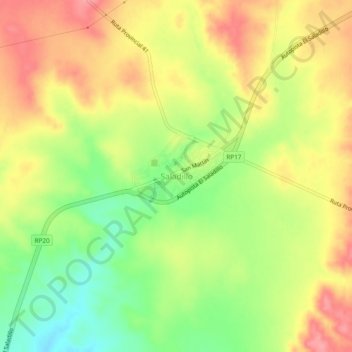 Topografisk kort Saladillo, højde, terræn