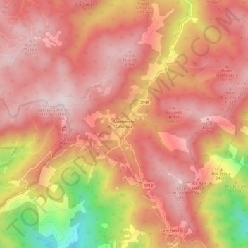 Topografisk kort Montenotte Superiore, højde, terræn