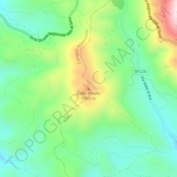 Topografisk kort Colle Terelle, højde, terræn