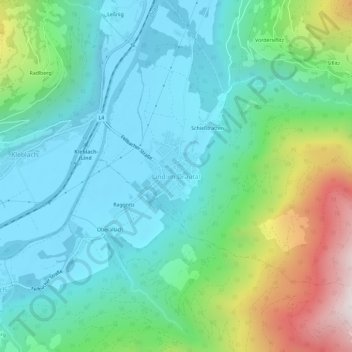 Topografisk kort Lind im Drautal, højde, terræn