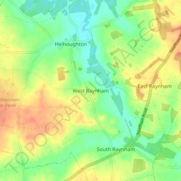 Topografisk kort West Raynham, højde, terræn