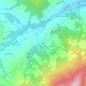 Topografisk kort Gotra, højde, terræn