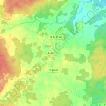 Topografisk kort Huaröd, højde, terræn