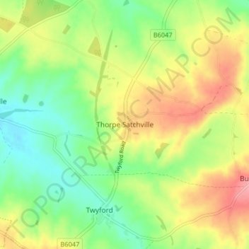 Topografisk kort Thorpe Satchville, højde, terræn